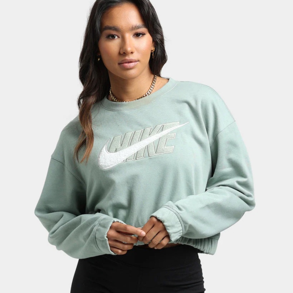 Nike Green Cropped New Icon Clash Sweatshirt. Size Small. NWOT